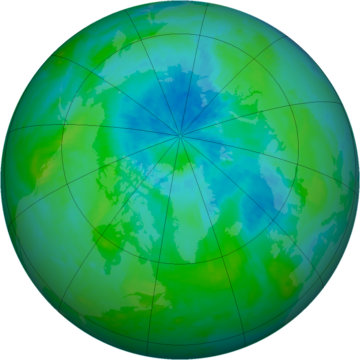 Arctic ozone map for 25 August 2000